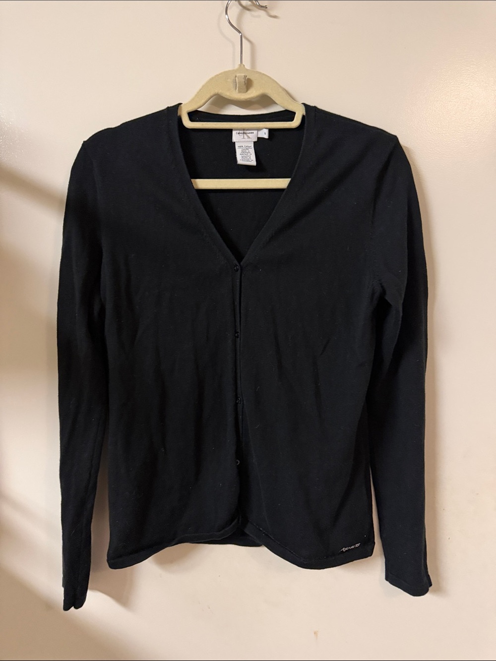 Calvin Klein Women's Black V-Neck Button Cardigan Sweater - Picture 1 of 5